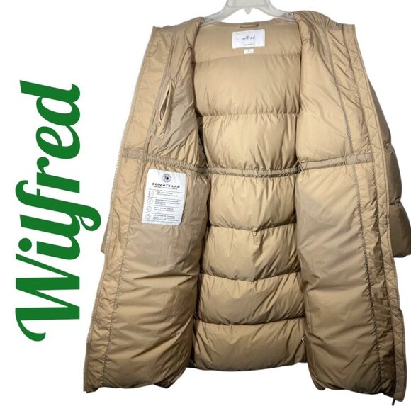 WILFRED ARITZIA LARAMIE Goose Down Long Puffer Coat Hood Beige, Size XS - Picture 7 of 16